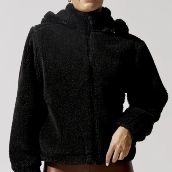 Carbon38 Full Zip Teddy Bomber Jacket Black - Picture 2 of 7